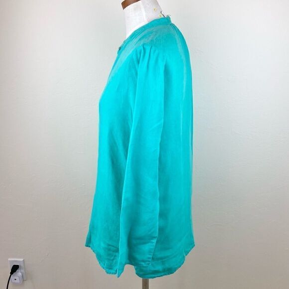 Eileen Fisher Linen Quarter-Button Top - Picture 5 of 7